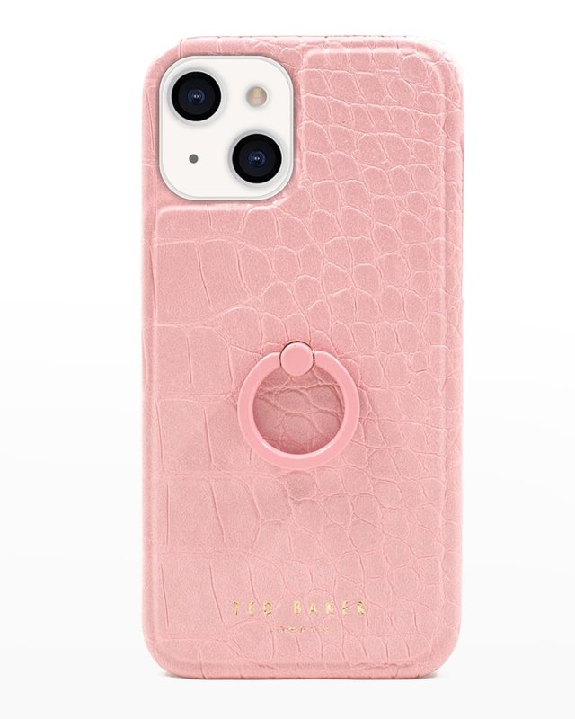 Finger Loop Back Shell iPhone 13 Case - Pink Croc